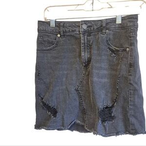 Wild Fable Distressed Black Denim Mini Skirt